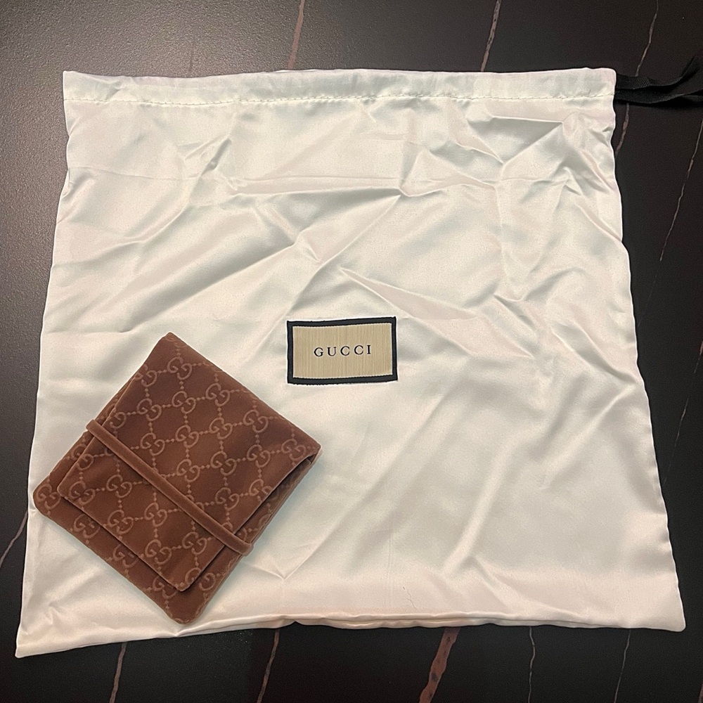 Gucci GG accessories suede pouch + dust bag
